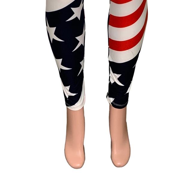 Viv Collection NWT Patriotic Leggings Red Blue and White One Size Fits Most - Picture 3 of 11